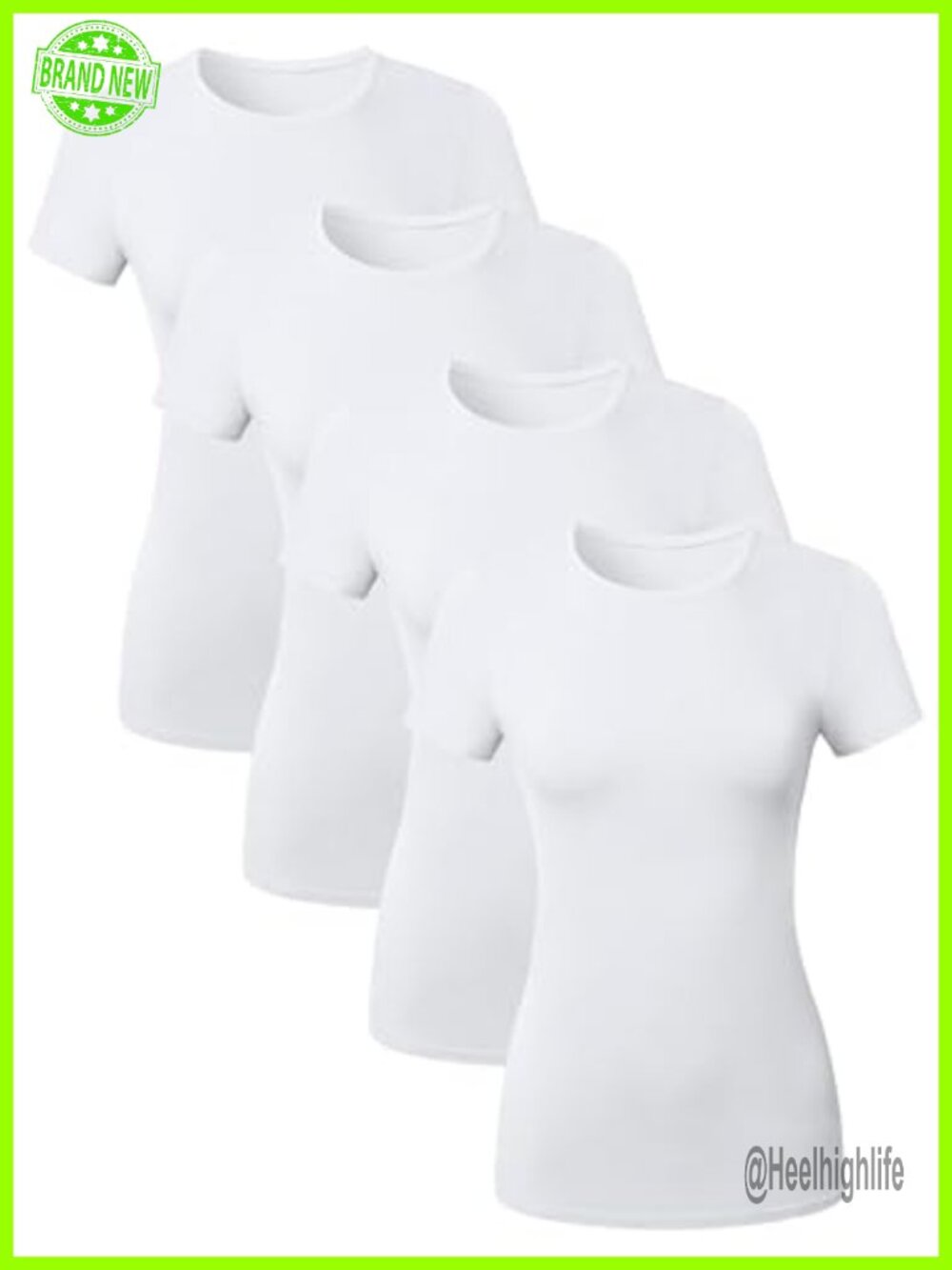 Women's Cotton Blend Crew Neck Fitted Tee Short Sleeve Casual Top